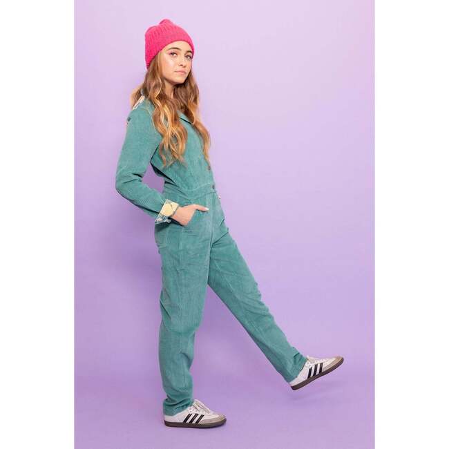 Women's Selena Long Sleeve Button-Down Jumpsuit, Turquoise - Jumpsuits - 2