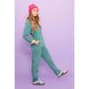 Women's Selena Long Sleeve Button-Down Jumpsuit, Turquoise - Jumpsuits - 2