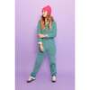 Women's Selena Long Sleeve Button-Down Jumpsuit, Turquoise - Jumpsuits - 3
