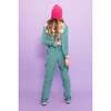 Women's Selena Long Sleeve Button-Down Jumpsuit, Turquoise - Jumpsuits - 4