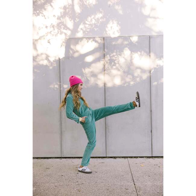 Women's Selena Long Sleeve Button-Down Jumpsuit, Turquoise - Jumpsuits - 7