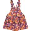 Penelope Floral Front Pocket Short Skirt Overalls, Orange & Purple - Overalls - 1 - thumbnail