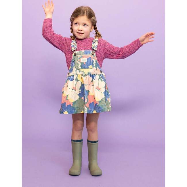 Selena Corduroy Front Pocket Skirt Overalls, Blue & Multicolors - Overalls - 3