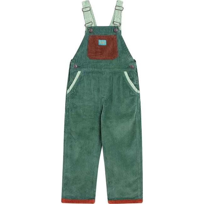 Nicholas Corduroy Contrast Front Pocket Long Overalls, Multicolors