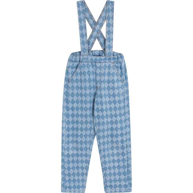 Louis Diamond Front Pocket Long Pant Overalls, Blue