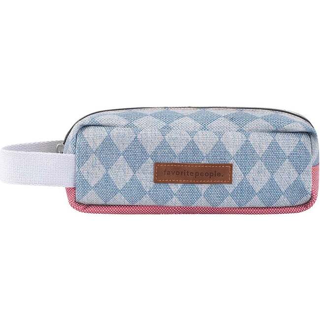 Kids Diamond Pattern Zipper Pencil Case, Pink & Multicolors