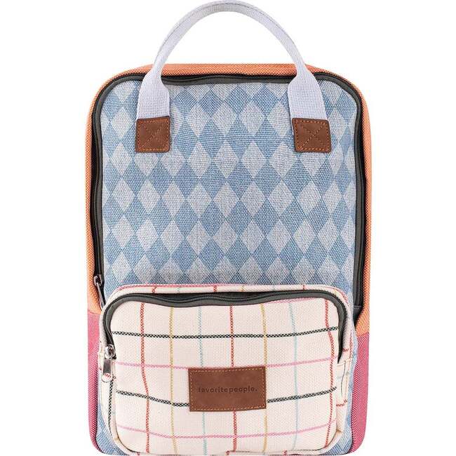 Kids Adjustable Strap Front Zipper Backpack, Pink & Multicolors