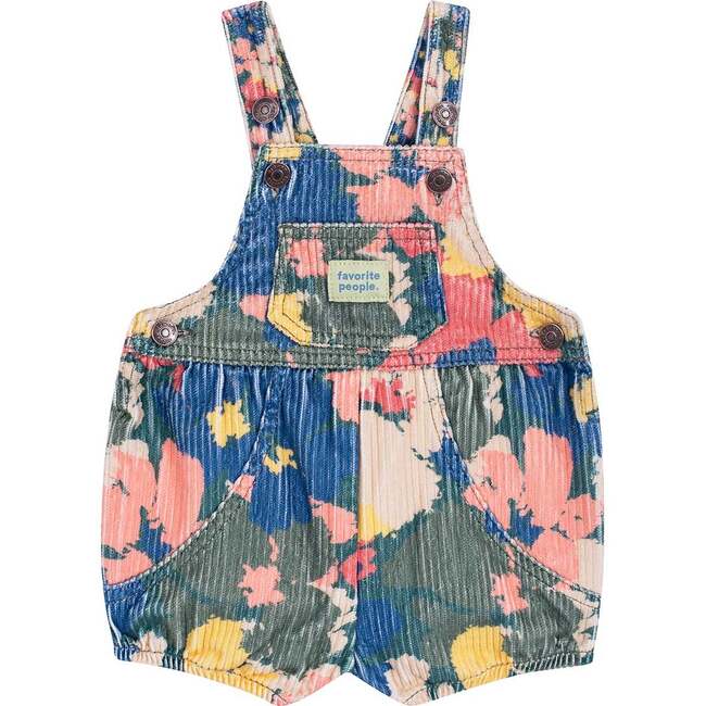 Baby's Selena Corduroy Floral Front Pocket Short Overalls, Multicolors