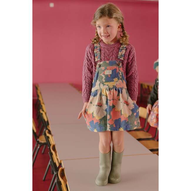 Selena Corduroy Front Pocket Skirt Overalls, Blue & Multicolors - Overalls - 6