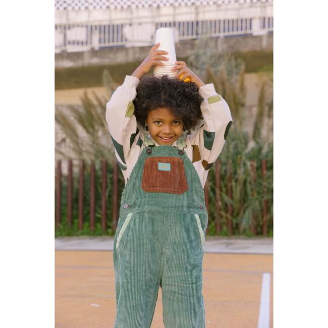 Nicholas Corduroy Contrast Front Pocket Long Overalls, Multicolors - Overalls - 7