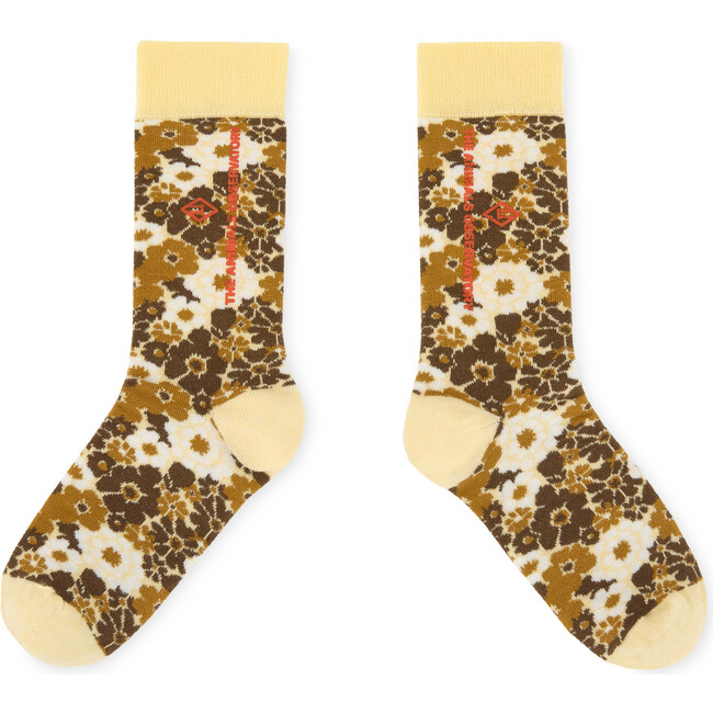 Snail All-Over Floral Print Socks, Brown