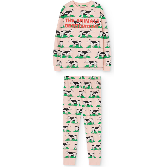 Llama Cows Regular Fit 2-Piece Pajama Set, Rose