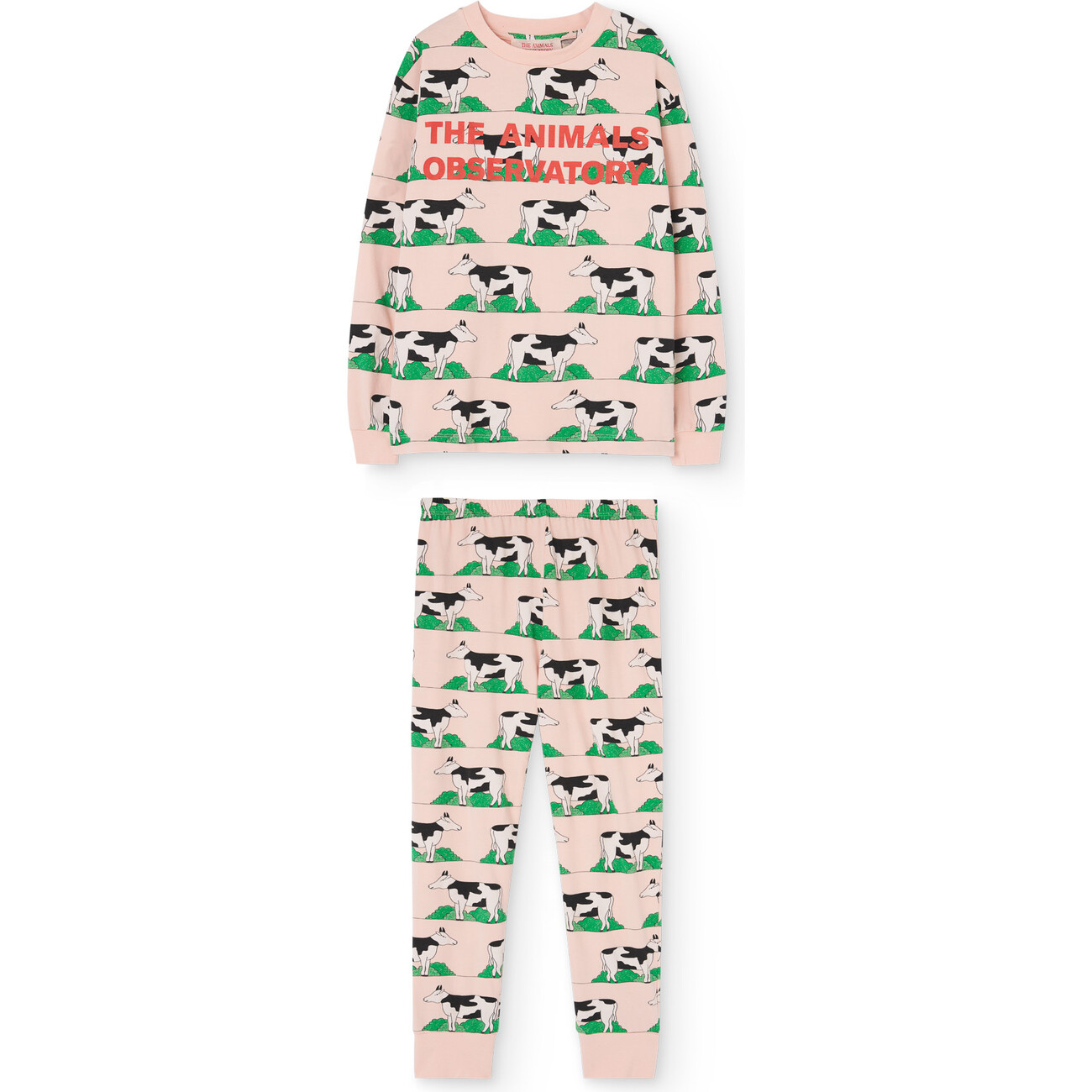 Llama Cows Regular Fit 2-Piece Pajama Set, Rose - The Animals 