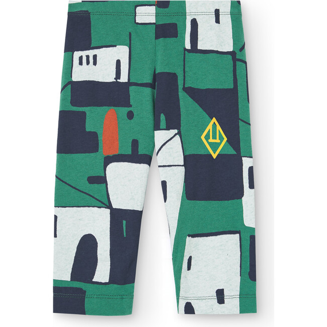 Baby Penguin Houses Elastic Leggings, Green