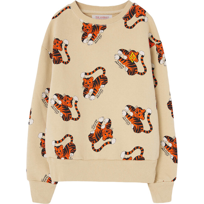 Bear Tigers Kids Relaxed Fit Sweatshirt, Beige