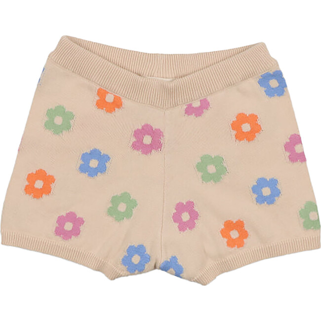 Kent Daisy Intarsia Short, Beige & Multicolors