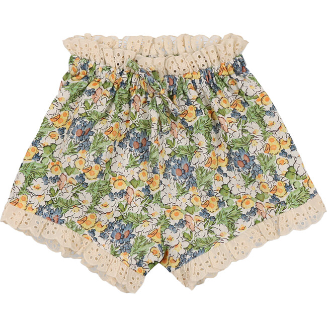 Beverly Floral Print Lace Trim Short, Multicolors