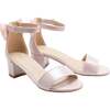 Satin Banded Block Heels, Pink - Sandals - 1 - thumbnail