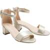 Satin Banded Block Heels, Gold - Sandals - 1 - thumbnail