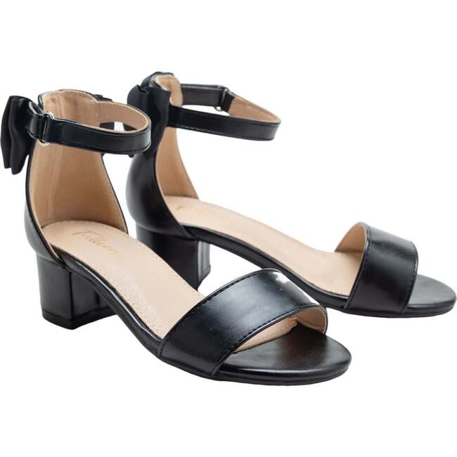 Satin Banded Block Heels, Black