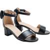 Satin Banded Block Heels, Black - Sandals - 1 - thumbnail