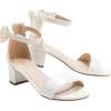 Satin Banded Block Heels, White - Sandals - 3