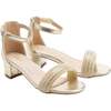 Rhinestone Band Block Heels, Gold - Sandals - 1 - thumbnail