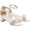 Rhinestone Band Block Heels, White - Sandals - 1 - thumbnail