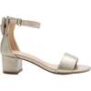 Satin Banded Block Heels, Gold - Sandals - 2