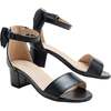 Satin Banded Block Heels, Black - Sandals - 3