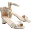 Satin Banded Block Heels, Gold - Sandals - 3