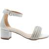 Rhinestone Band Block Heels, White - Sandals - 2