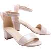 Satin Banded Block Heels, Pink - Sandals - 3