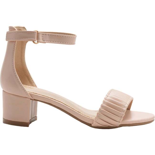 Pleated Lined Band Block Heels, Pink - Sandals - 2