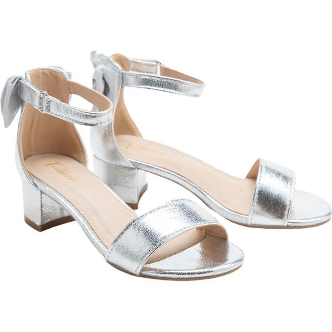 Metallic Banded Block Heels, Silver