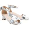 Metallic Banded Block Heels, Silver - Sandals - 1 - thumbnail