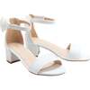 Glitter Banded Block Heels, White - Sandals - 1 - thumbnail