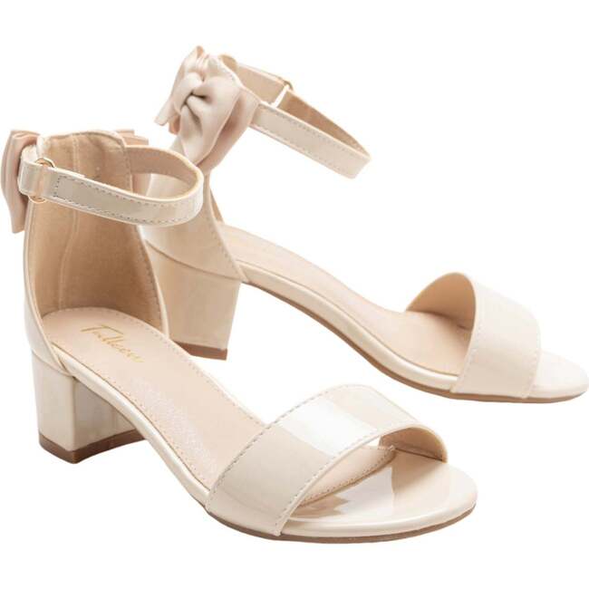 Patent Banded Block Heels, Beige - Sandals - 3