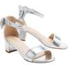 Metallic Banded Block Heels, Silver - Sandals - 3