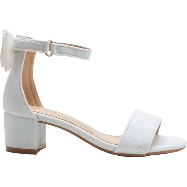 Glitter Banded Block Heels, White - Sandals - 2