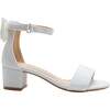 Glitter Banded Block Heels, White - Sandals - 2