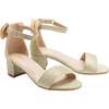 Glitter Banded Block Heels, Gold - Sandals - 1 - thumbnail