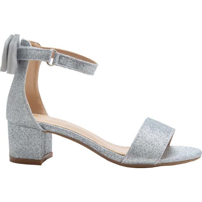 Glitter Banded Block Heels, Silver - Sandals - 2