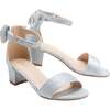 Glitter Banded Block Heels, Silver - Sandals - 3