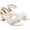 Diagonal Rhinestone Band Block Heels, White - Sandals - 1 - thumbnail