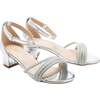 Diagonal Rhinestone Band Block Heels, Silver - Sandals - 1 - thumbnail