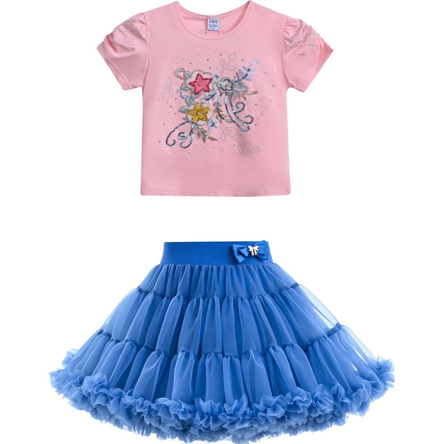Serene Flowers Skirt Outfit, Multicolor - Mixed Apparel Set - 1