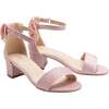 Glitter Banded Block Heels, Pink - Sandals - 1 - thumbnail