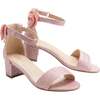 Glitter Banded Block Heels, Pink - Sandals - 3