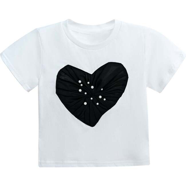 Pearl Heart Applique T-Shirt, White